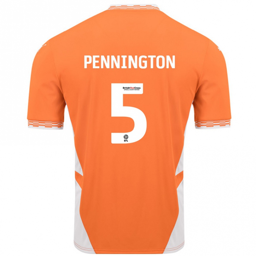 Gyermek Labdarúgás Matthew Pennington #5 Narancssárga Fehér Hazai Jersey 2024/25 Mez Póló Ing