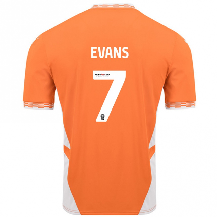 Gyermek Labdarúgás Lee Evans #7 Narancssárga Fehér Hazai Jersey 2024/25 Mez Póló Ing