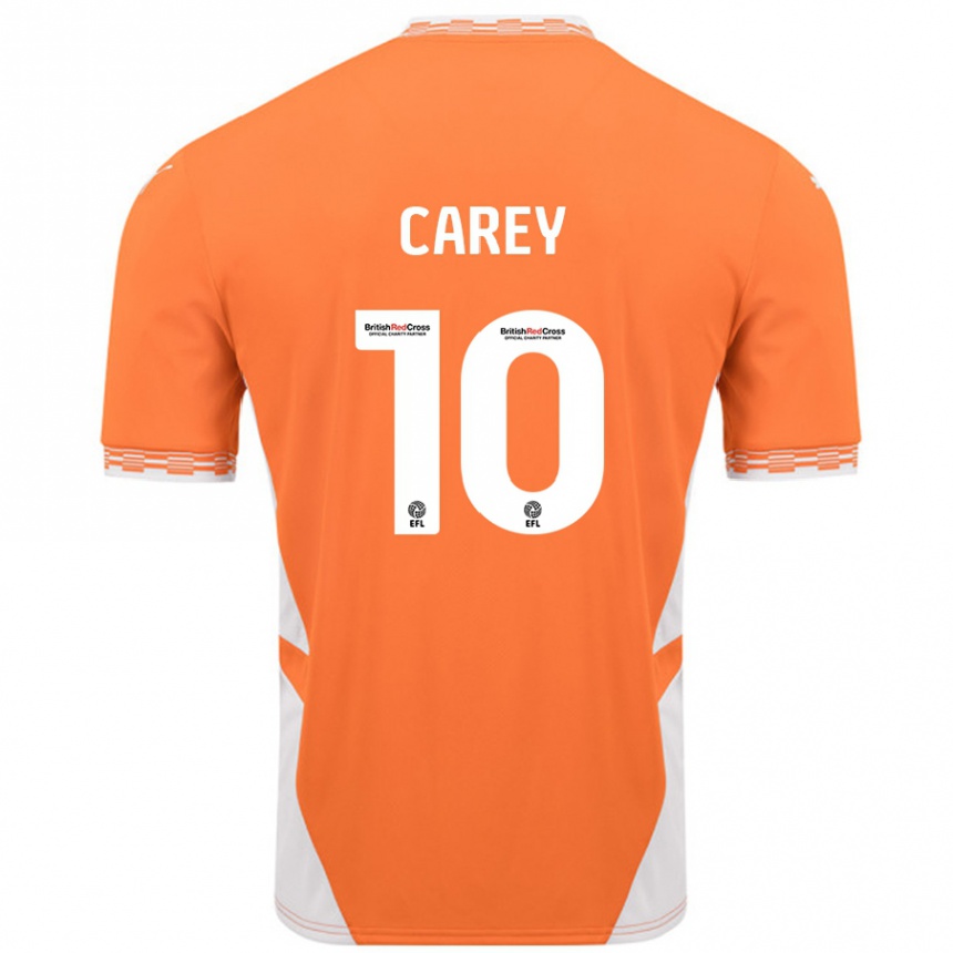 Gyermek Labdarúgás Sonny Carey #10 Narancssárga Fehér Hazai Jersey 2024/25 Mez Póló Ing