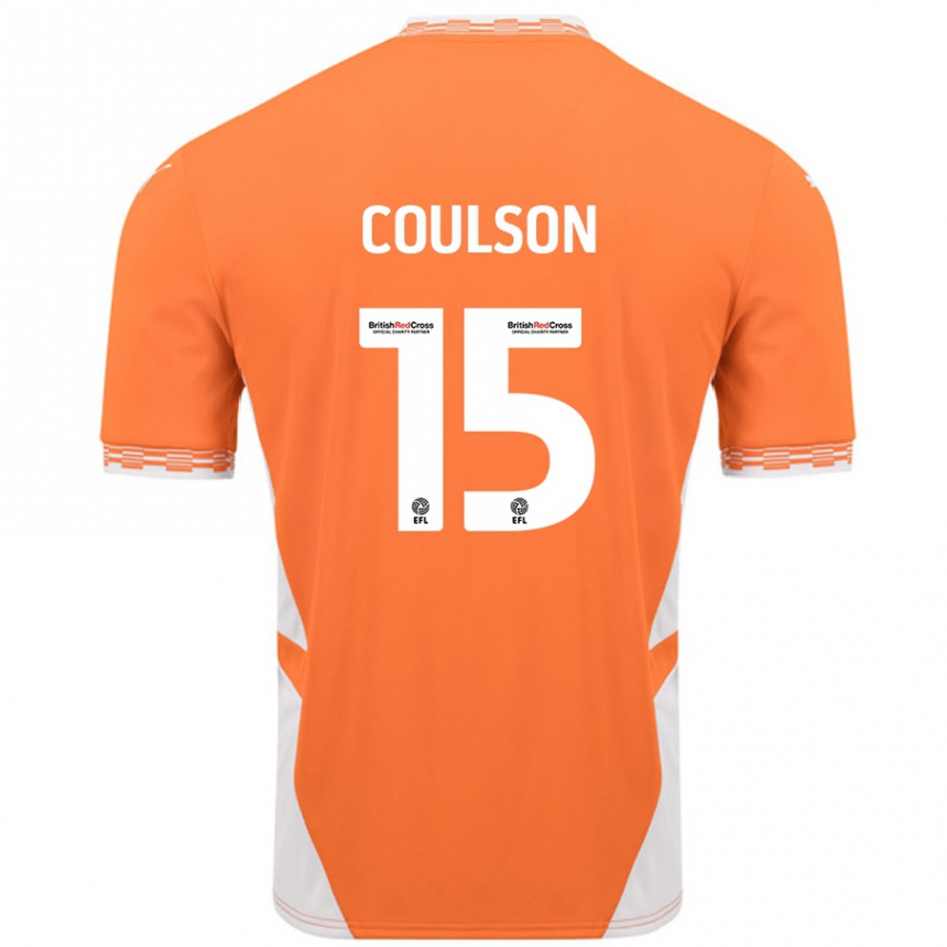 Gyermek Labdarúgás Hayden Coulson #15 Narancssárga Fehér Hazai Jersey 2024/25 Mez Póló Ing