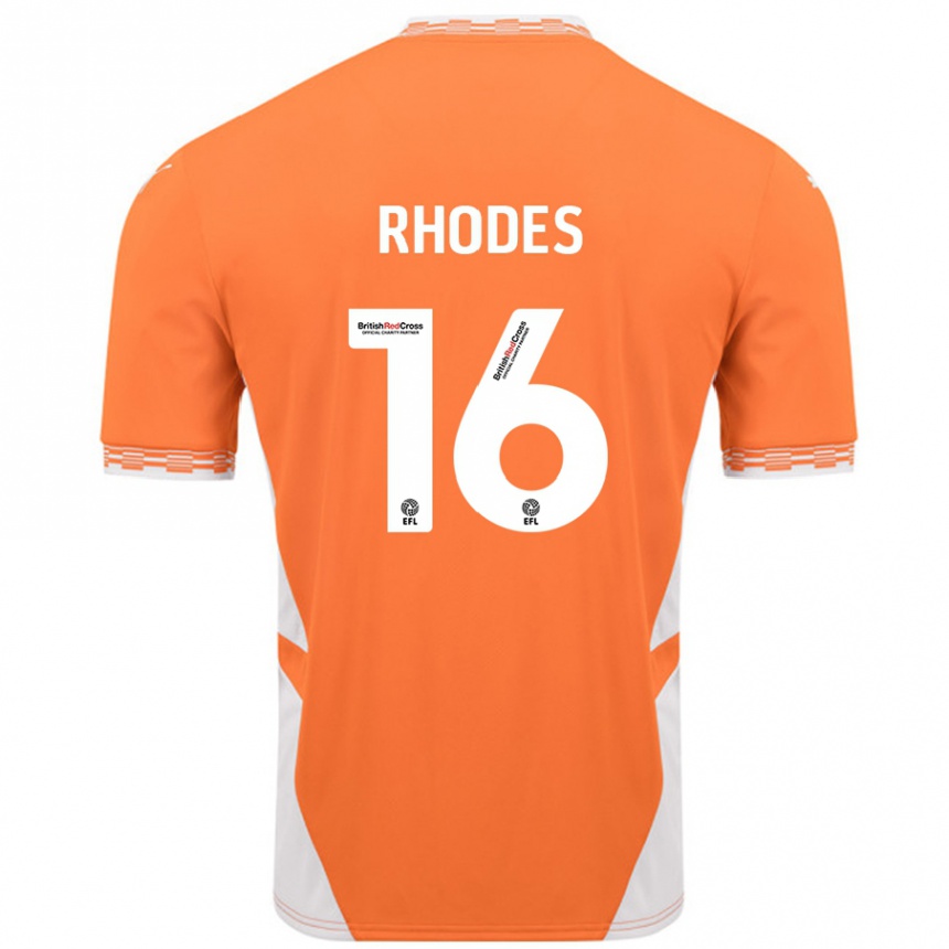 Gyermek Labdarúgás Jordan Rhodes #16 Narancssárga Fehér Hazai Jersey 2024/25 Mez Póló Ing