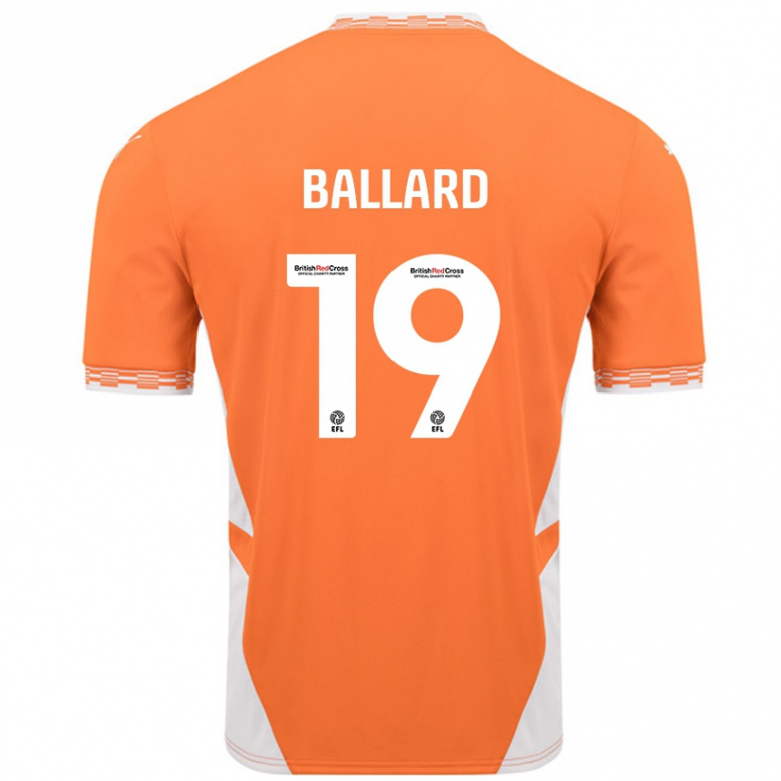 Gyermek Labdarúgás Dom Ballard #19 Narancssárga Fehér Hazai Jersey 2024/25 Mez Póló Ing