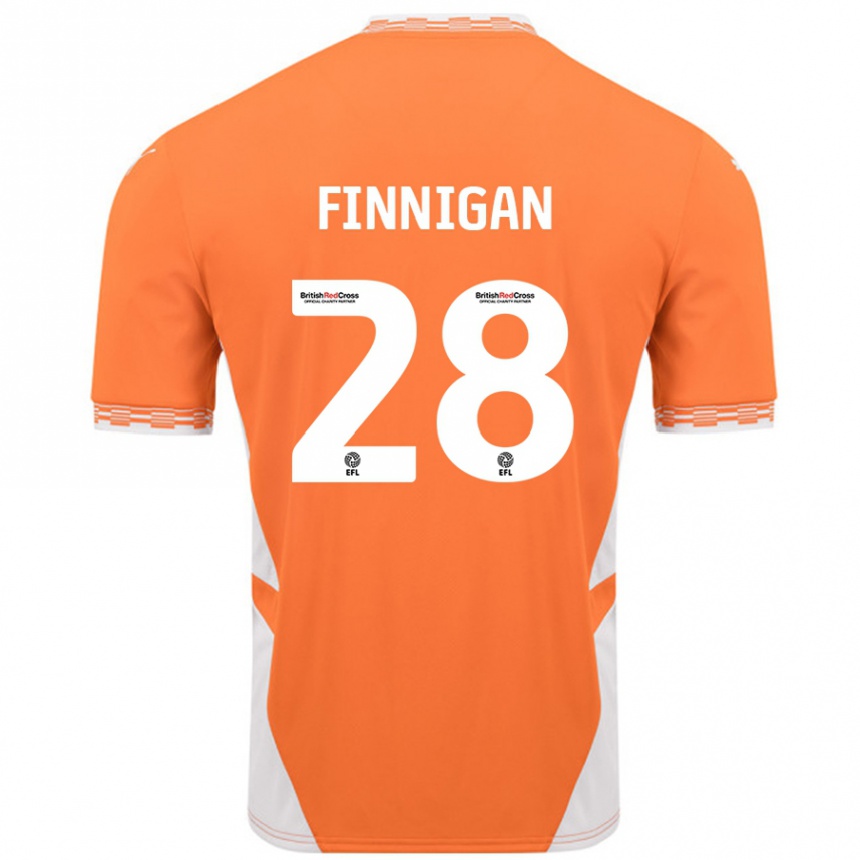 Gyermek Labdarúgás Ryan Finnigan #28 Narancssárga Fehér Hazai Jersey 2024/25 Mez Póló Ing