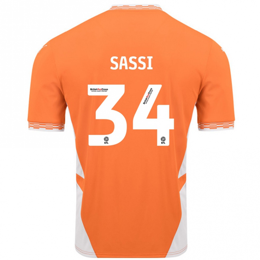 Gyermek Labdarúgás Dan Sassi #34 Narancssárga Fehér Hazai Jersey 2024/25 Mez Póló Ing