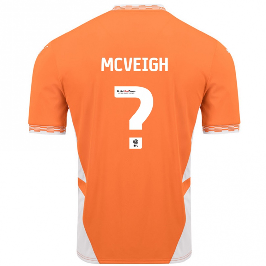 Gyermek Labdarúgás Conor Mcveigh #0 Narancssárga Fehér Hazai Jersey 2024/25 Mez Póló Ing