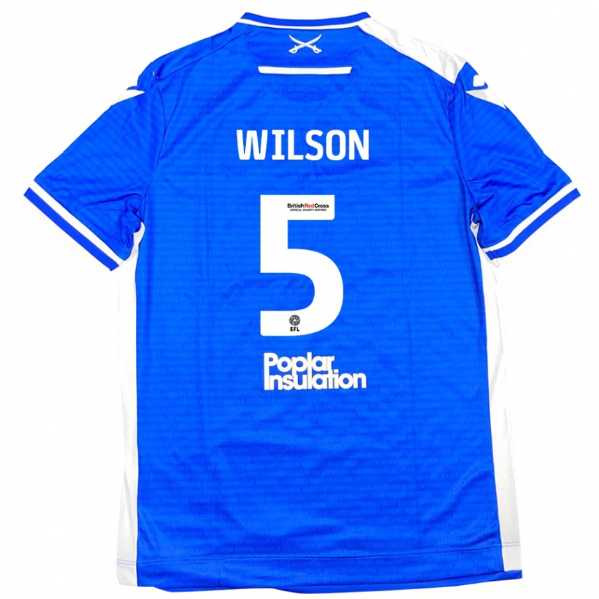 Gyermek Labdarúgás James Wilson #5 Kék Fehér Hazai Jersey 2024/25 Mez Póló Ing