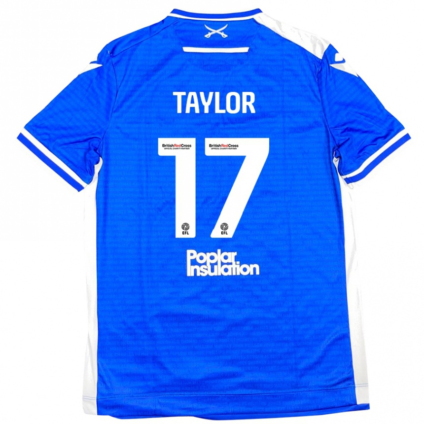 Gyermek Labdarúgás Connor Taylor #17 Kék Fehér Hazai Jersey 2024/25 Mez Póló Ing