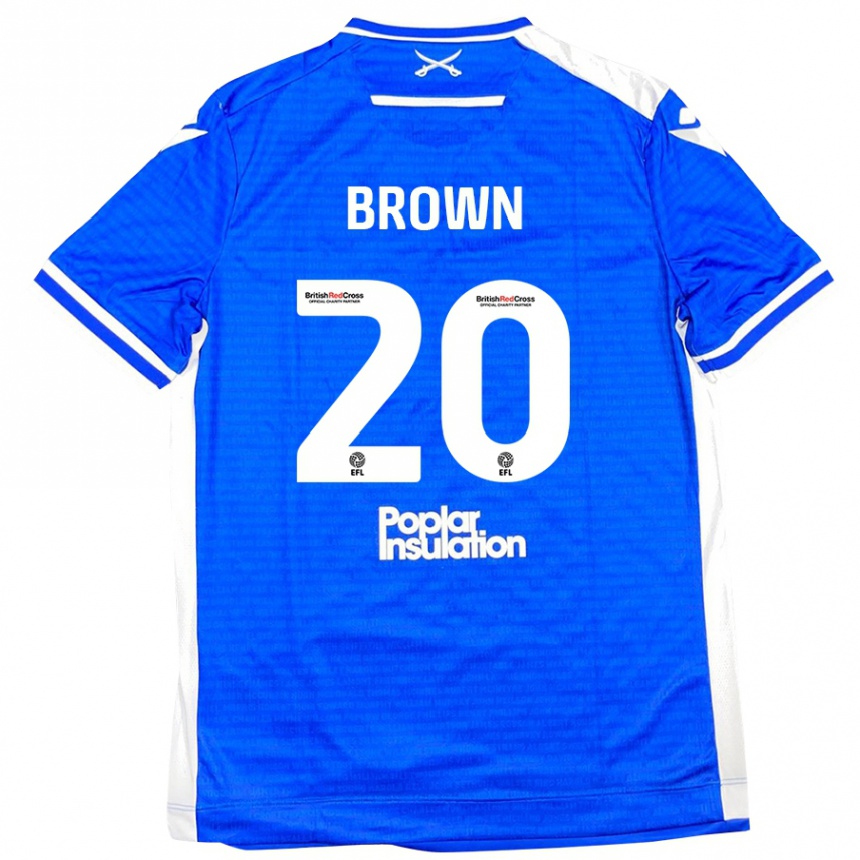 Gyermek Labdarúgás Jevani Brown #20 Kék Fehér Hazai Jersey 2024/25 Mez Póló Ing