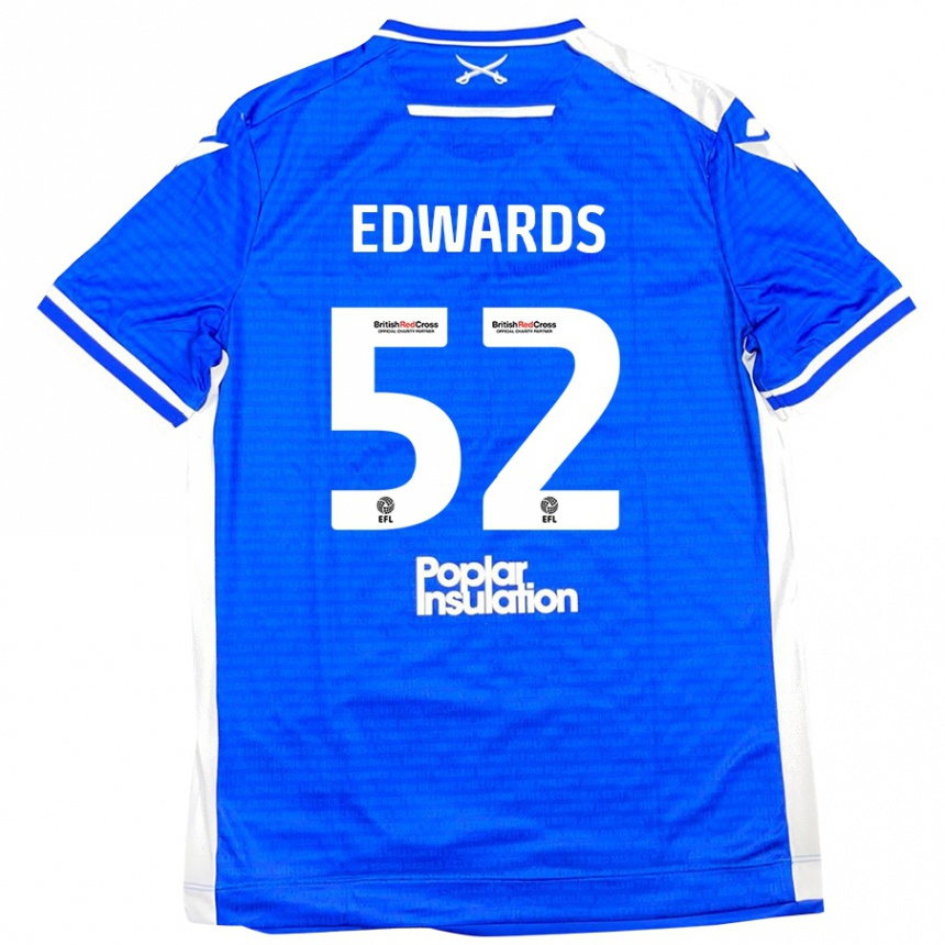 Gyermek Labdarúgás Max Edwards #52 Kék Fehér Hazai Jersey 2024/25 Mez Póló Ing