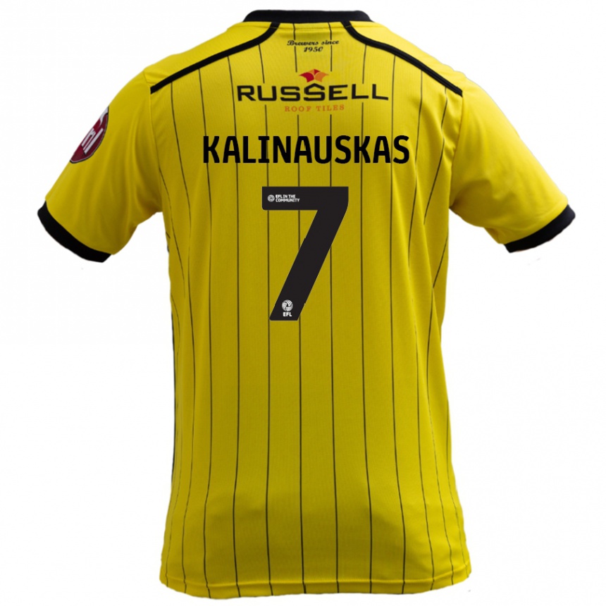 Gyermek Labdarúgás Tomas Kalinauskas #7 Sárga Hazai Jersey 2024/25 Mez Póló Ing