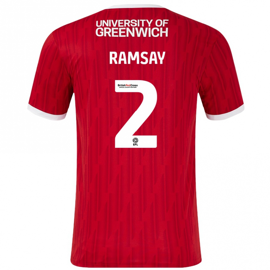 Gyermek Labdarúgás Kayne Ramsay #2 Piros Fehér Hazai Jersey 2024/25 Mez Póló Ing