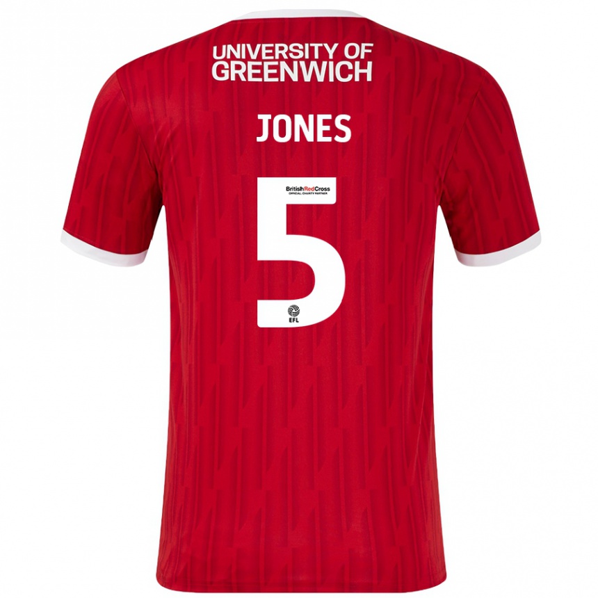 Gyermek Labdarúgás Lloyd Jones #5 Piros Fehér Hazai Jersey 2024/25 Mez Póló Ing