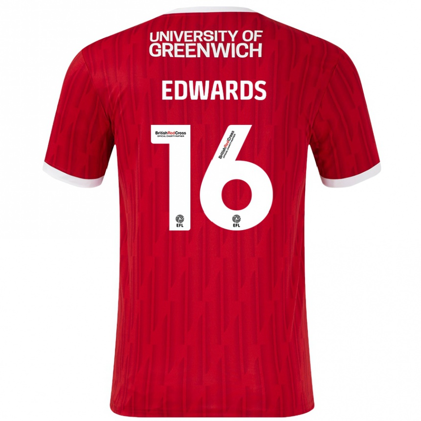 Gyermek Labdarúgás Josh Edwards #16 Piros Fehér Hazai Jersey 2024/25 Mez Póló Ing