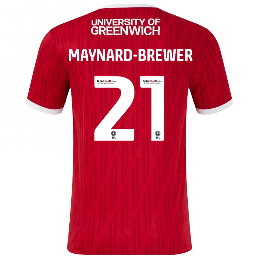 Gyermek Labdarúgás Ashley Maynard-Brewer #21 Piros Fehér Hazai Jersey 2024/25 Mez Póló Ing