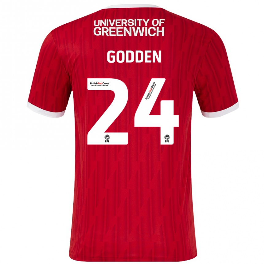 Gyermek Labdarúgás Matt Godden #24 Piros Fehér Hazai Jersey 2024/25 Mez Póló Ing