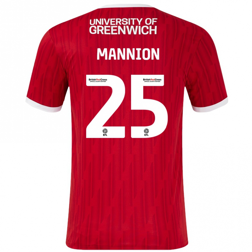 Gyermek Labdarúgás Will Mannion #25 Piros Fehér Hazai Jersey 2024/25 Mez Póló Ing