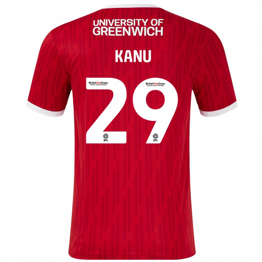 Gyermek Labdarúgás Daniel Kanu #29 Piros Fehér Hazai Jersey 2024/25 Mez Póló Ing