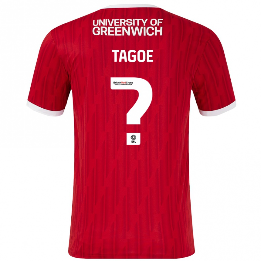 Gyermek Labdarúgás Bradley Tagoe #0 Piros Fehér Hazai Jersey 2024/25 Mez Póló Ing