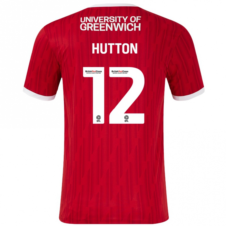 Gyermek Labdarúgás Jodie Hutton #12 Piros Fehér Hazai Jersey 2024/25 Mez Póló Ing