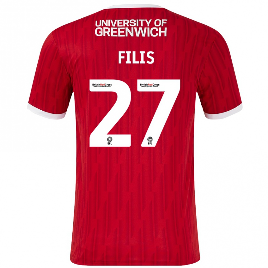 Gyermek Labdarúgás Melisa Filis #27 Piros Fehér Hazai Jersey 2024/25 Mez Póló Ing