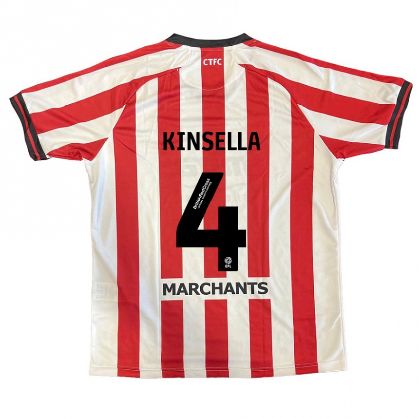 Gyermek Labdarúgás Liam Kinsella #4 Piros Fehér Hazai Jersey 2024/25 Mez Póló Ing