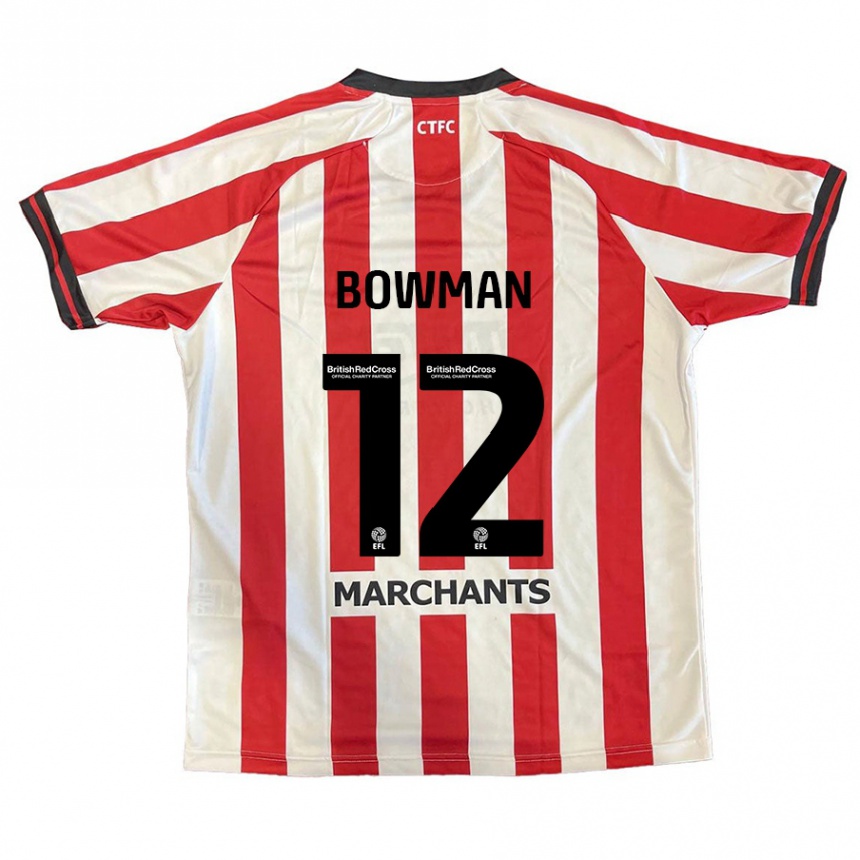 Gyermek Labdarúgás Ryan Bowman #12 Piros Fehér Hazai Jersey 2024/25 Mez Póló Ing