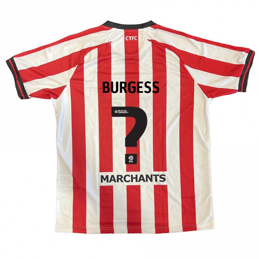 Gyermek Labdarúgás Bradley Burgess #0 Piros Fehér Hazai Jersey 2024/25 Mez Póló Ing