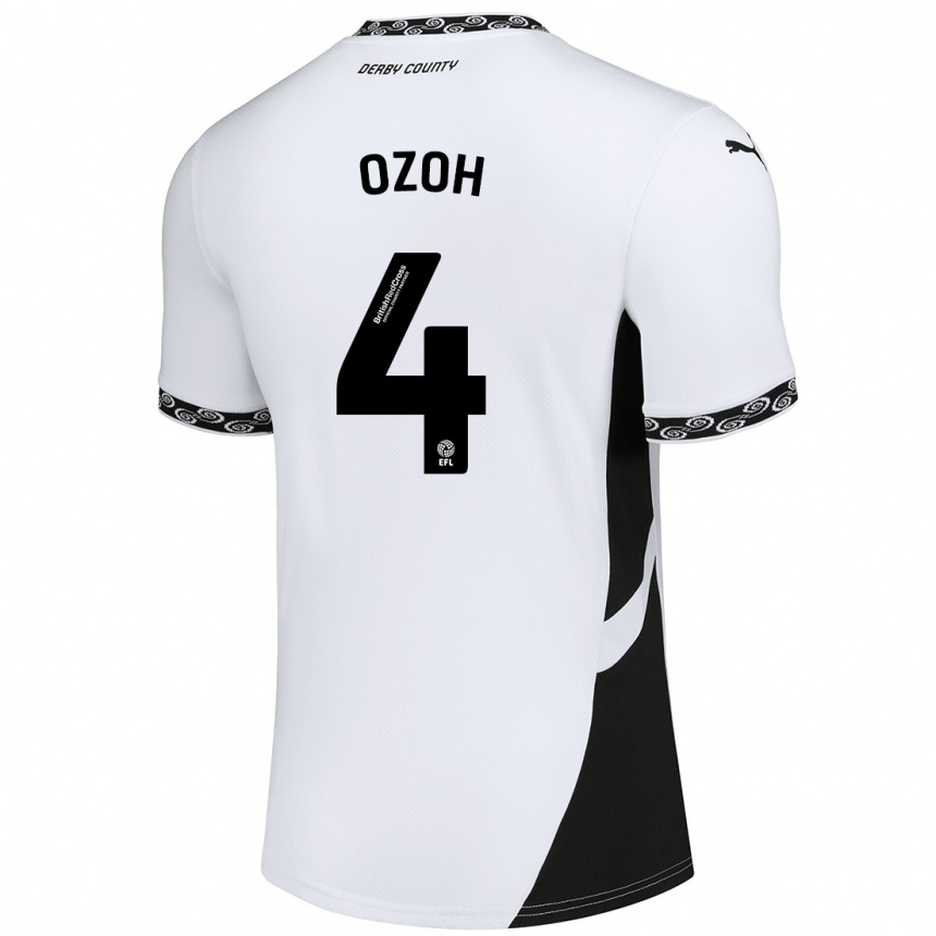 Gyermek Labdarúgás David Ozoh #4 Fehér Fekete Hazai Jersey 2024/25 Mez Póló Ing