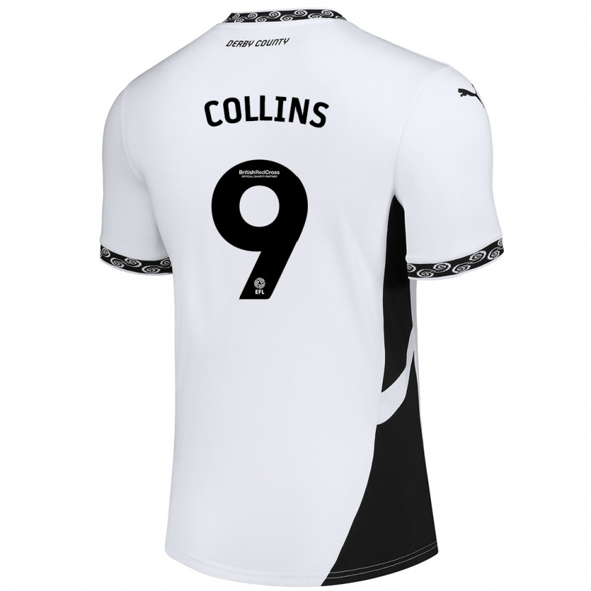 Gyermek Labdarúgás James Collins #9 Fehér Fekete Hazai Jersey 2024/25 Mez Póló Ing