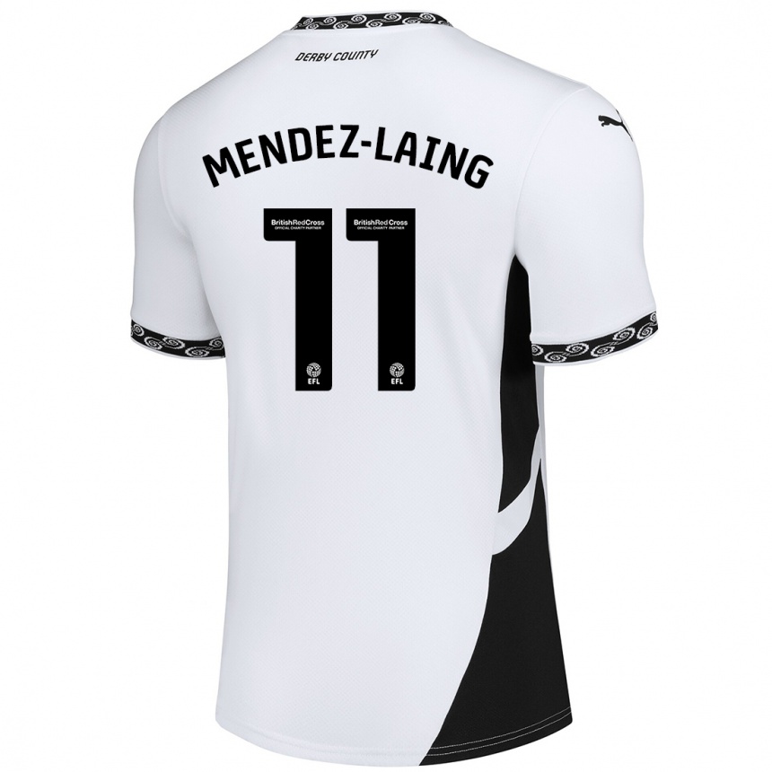 Gyermek Labdarúgás Nathaniel Méndez-Laing #11 Fehér Fekete Hazai Jersey 2024/25 Mez Póló Ing