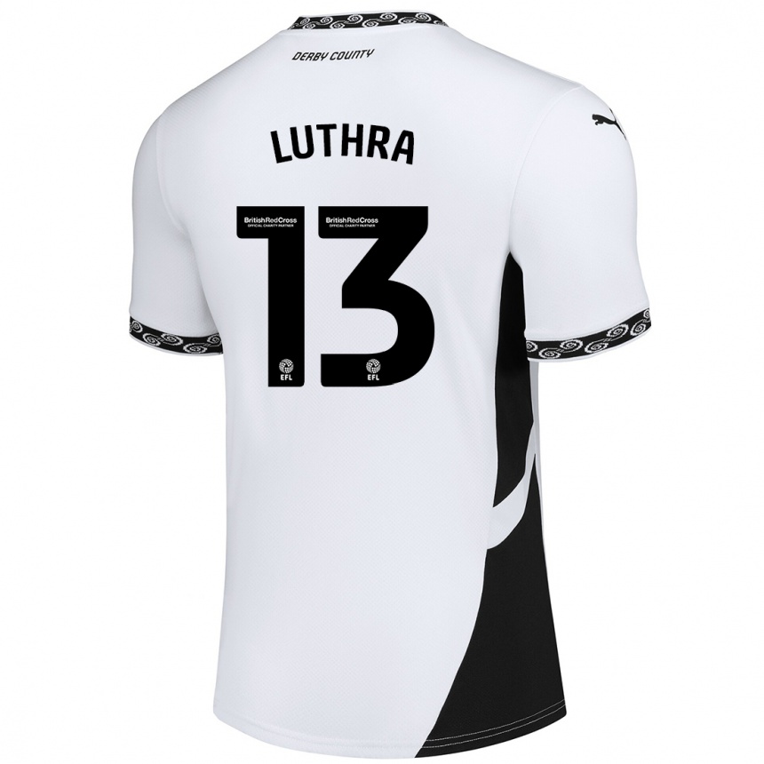 Gyermek Labdarúgás Rohan Luthra #13 Fehér Fekete Hazai Jersey 2024/25 Mez Póló Ing