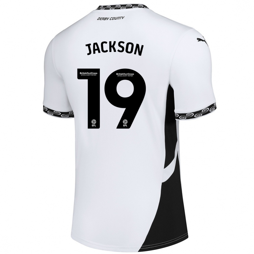 Gyermek Labdarúgás Kayden Jackson #19 Fehér Fekete Hazai Jersey 2024/25 Mez Póló Ing