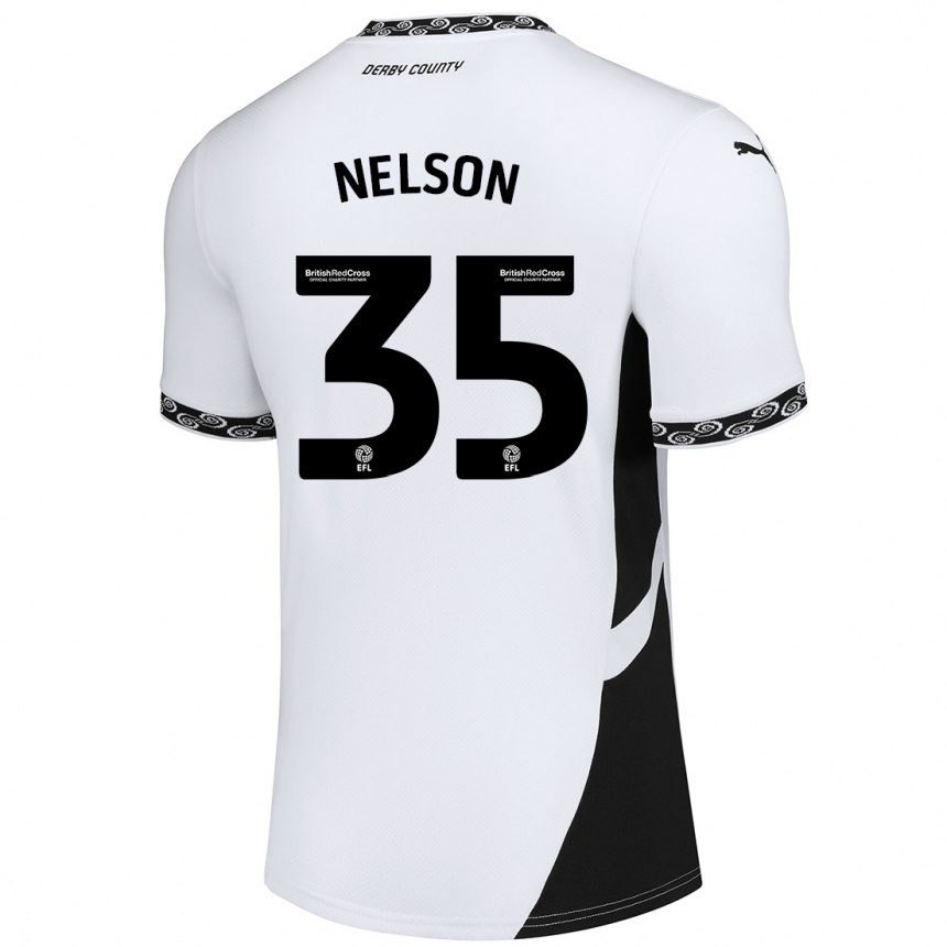 Gyermek Labdarúgás Curtis Nelson #35 Fehér Fekete Hazai Jersey 2024/25 Mez Póló Ing