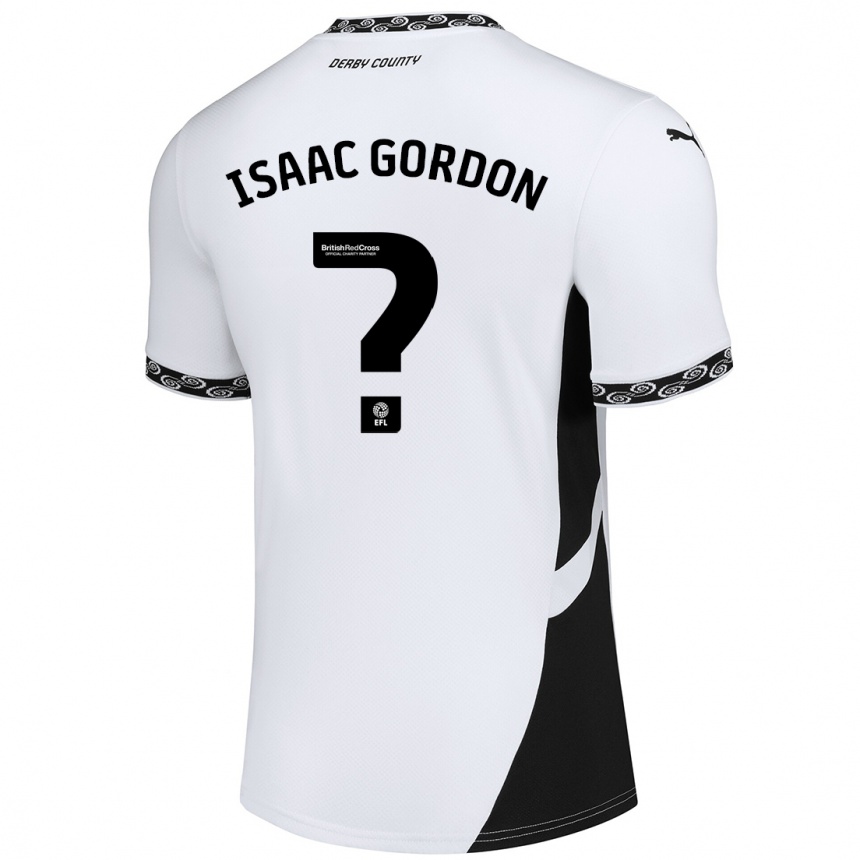 Gyermek Labdarúgás Isaac Gordon #0 Fehér Fekete Hazai Jersey 2024/25 Mez Póló Ing