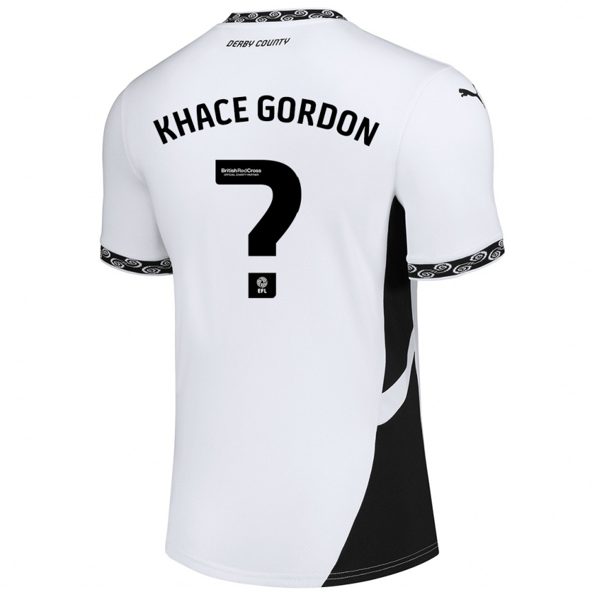 Gyermek Labdarúgás Khace Gordon #0 Fehér Fekete Hazai Jersey 2024/25 Mez Póló Ing