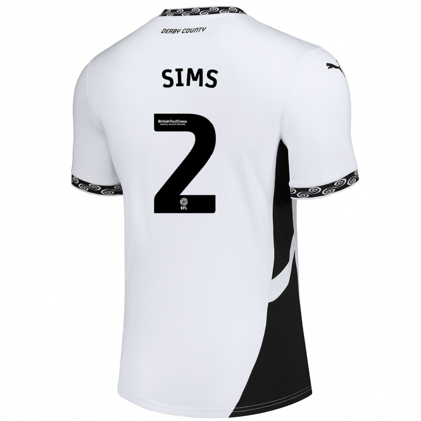 Gyermek Labdarúgás Amy Sims #2 Fehér Fekete Hazai Jersey 2024/25 Mez Póló Ing