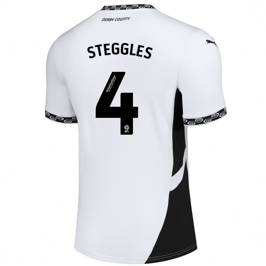 Gyermek Labdarúgás Charlotte Steggles #4 Fehér Fekete Hazai Jersey 2024/25 Mez Póló Ing