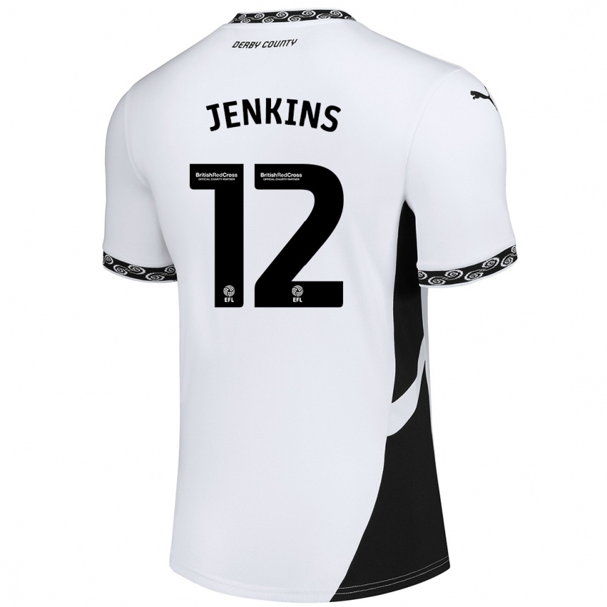 Gyermek Labdarúgás Camille Jenkins #12 Fehér Fekete Hazai Jersey 2024/25 Mez Póló Ing