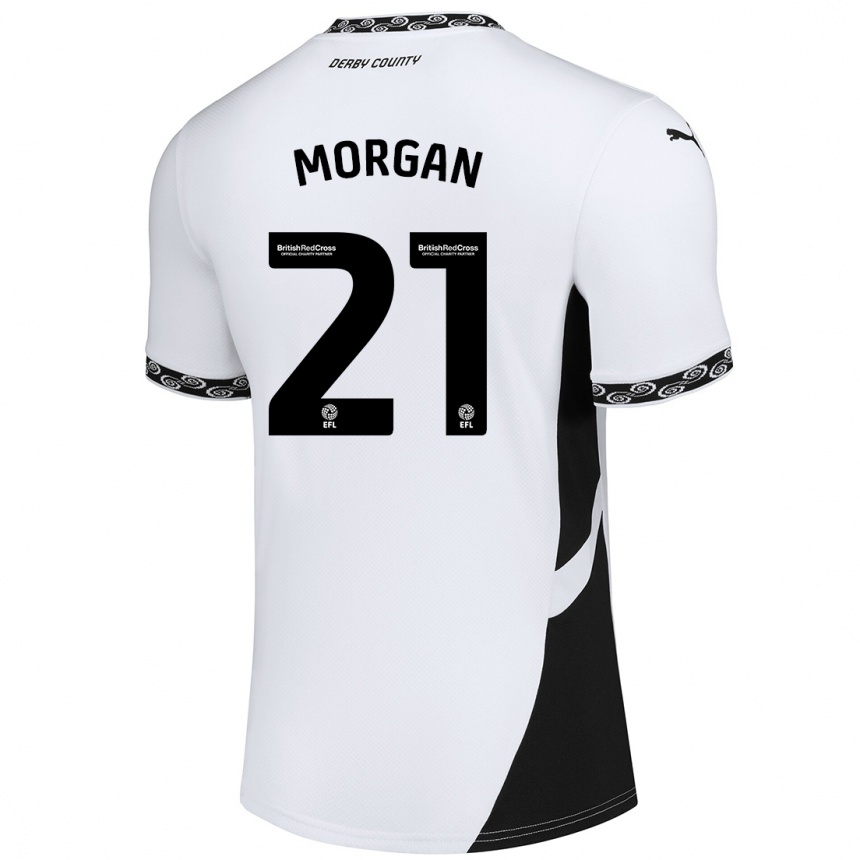 Gyermek Labdarúgás Sarah Morgan #21 Fehér Fekete Hazai Jersey 2024/25 Mez Póló Ing