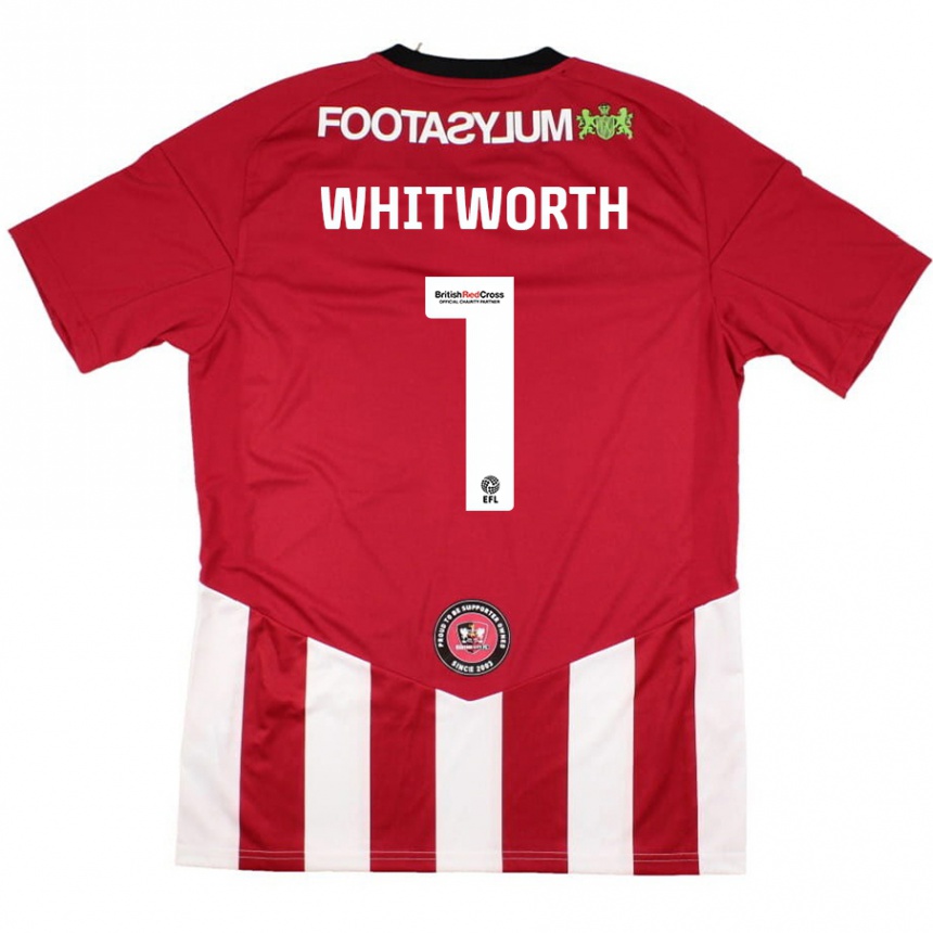 Gyermek Labdarúgás Joe Whitworth #1 Piros Fehér Hazai Jersey 2024/25 Mez Póló Ing