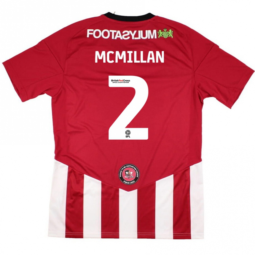 Gyermek Labdarúgás Jack Mcmillan #2 Piros Fehér Hazai Jersey 2024/25 Mez Póló Ing