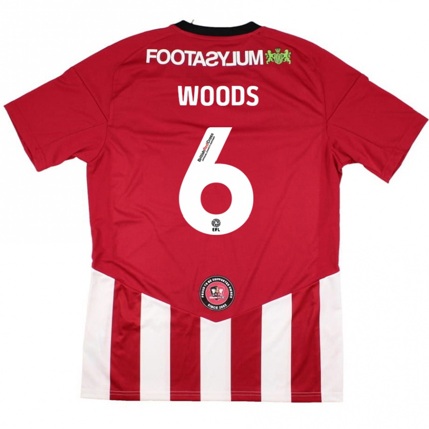 Gyermek Labdarúgás Ryan Woods #6 Piros Fehér Hazai Jersey 2024/25 Mez Póló Ing