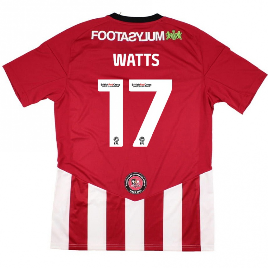 Gyermek Labdarúgás Caleb Watts #17 Piros Fehér Hazai Jersey 2024/25 Mez Póló Ing