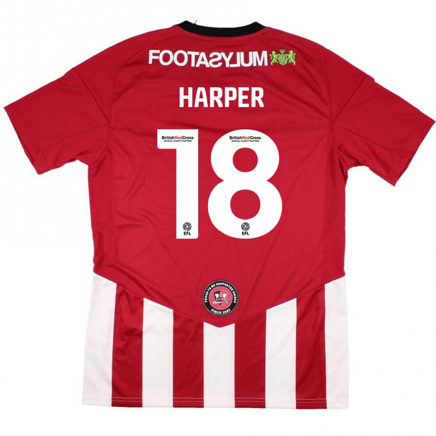 Gyermek Labdarúgás Vincent Harper #18 Piros Fehér Hazai Jersey 2024/25 Mez Póló Ing