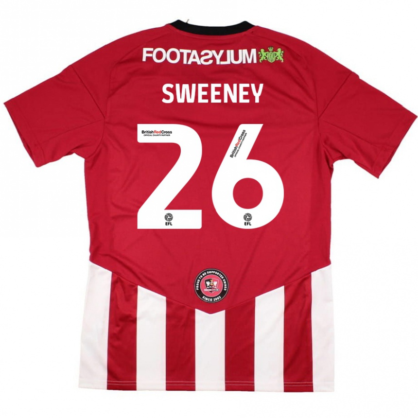 Gyermek Labdarúgás Pierce Sweeney #26 Piros Fehér Hazai Jersey 2024/25 Mez Póló Ing