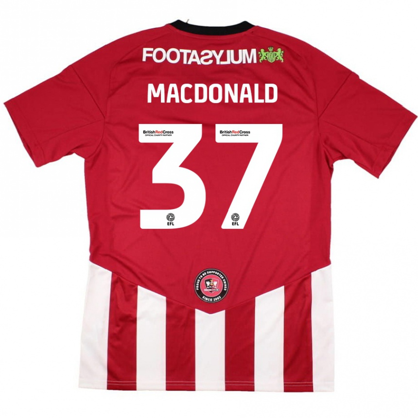 Gyermek Labdarúgás Shaun Macdonald #37 Piros Fehér Hazai Jersey 2024/25 Mez Póló Ing