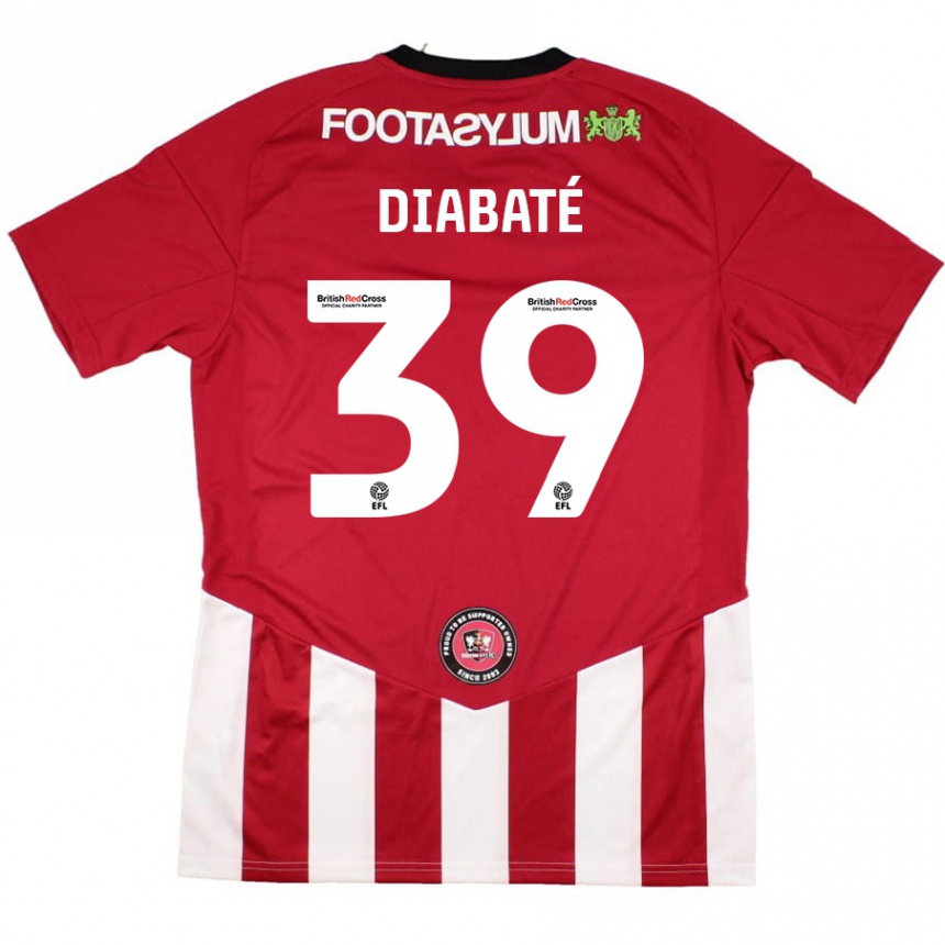 Gyermek Labdarúgás Cheick Diabaté #39 Piros Fehér Hazai Jersey 2024/25 Mez Póló Ing