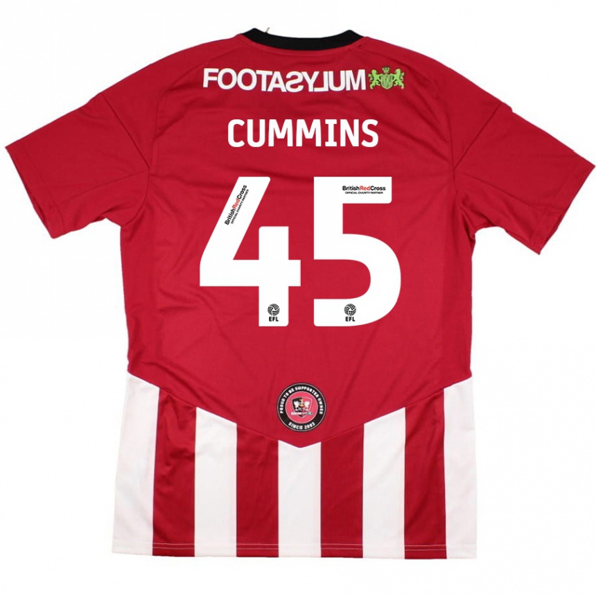 Gyermek Labdarúgás Charlie Cummins #45 Piros Fehér Hazai Jersey 2024/25 Mez Póló Ing