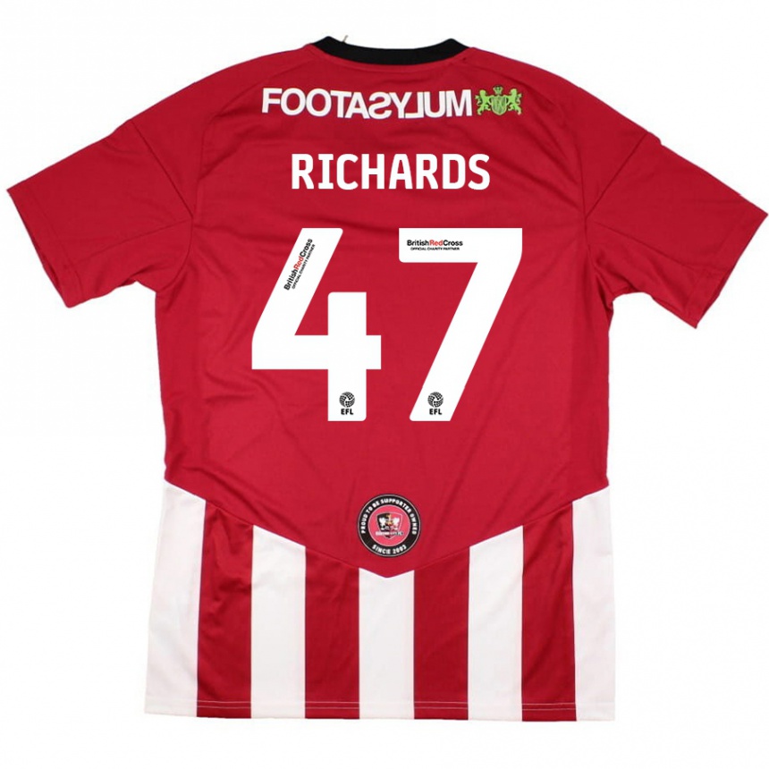 Gyermek Labdarúgás Jake Richards #47 Piros Fehér Hazai Jersey 2024/25 Mez Póló Ing