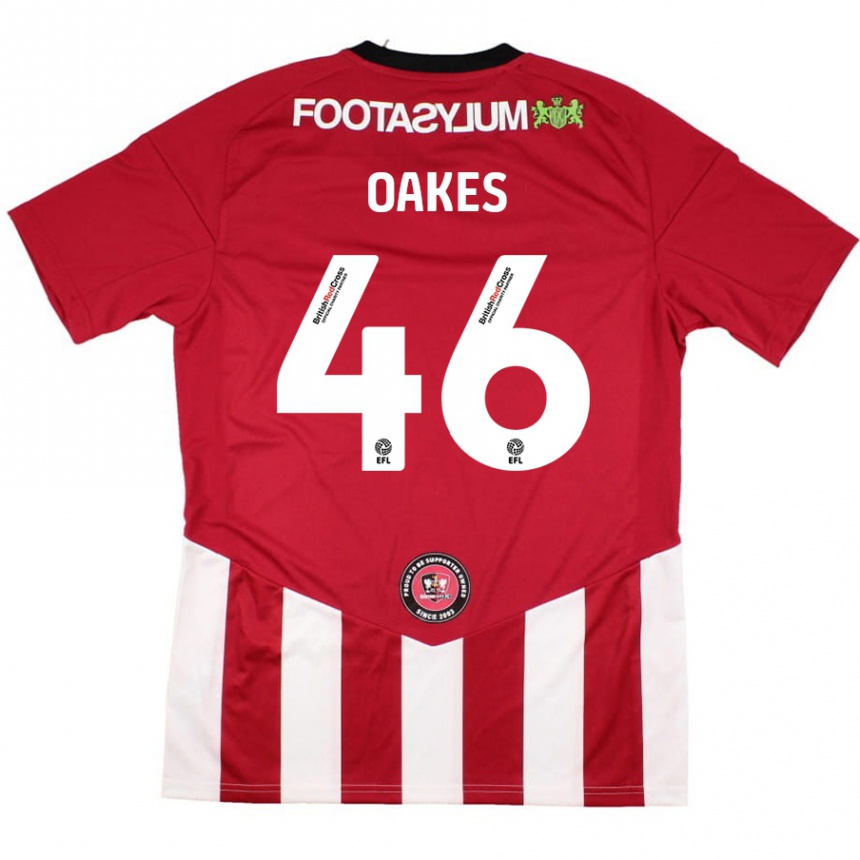 Gyermek Labdarúgás Liam Oakes #46 Piros Fehér Hazai Jersey 2024/25 Mez Póló Ing